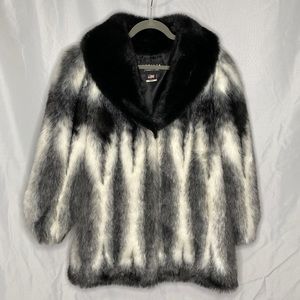 Black and White Faux Fur Jacket - Size Small